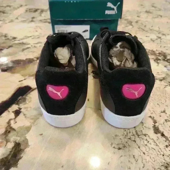 Puma Women's Match Lo Basic Sports Black Leather Sneaker Tennis Shoe - Picture 5 of 10